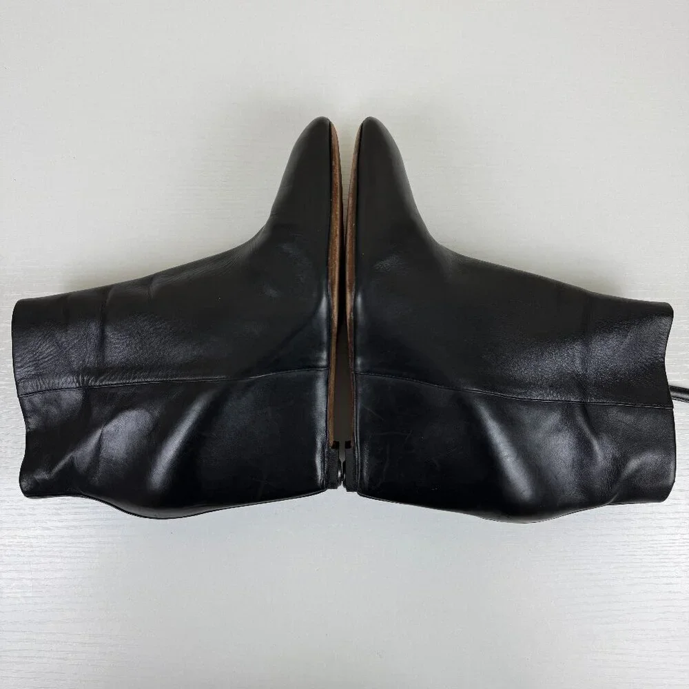 Brian Atwood Designer Black Belleria Pointed Toe Wedge Ankle Boots